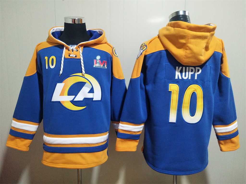 Rams 10 Cooper Kupp Royal Super Bowl LVI All Stitched Sweatshirt Hoodie,We sell and wholesale Rams 10 Cooper Kupp Royal Super Bowl LVI All Stitched Sweatshirt Hoodie on line form chian!